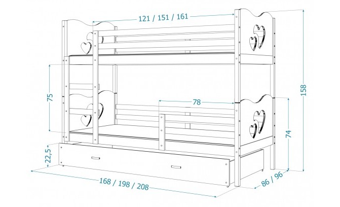 Двухъярусная кровать MAX MDF 160/80 без матрасов